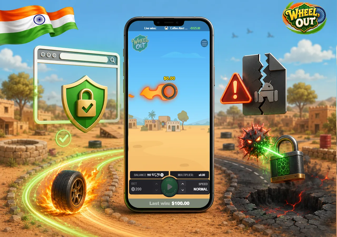 Wheel Out mobile safety with browser play, shield protection and APK risk cues