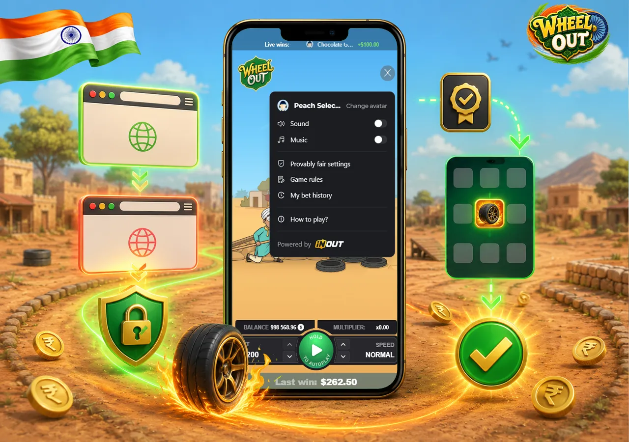 Smooth mobile launch concept with browser cues, a vertical phone and a safer path into casual real-money gameplay