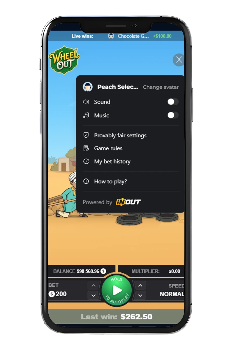 Screenshot of the slot gameplay